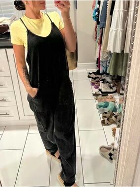 Black Corduroy Jumpsuit - Women's Relaxed Overalls